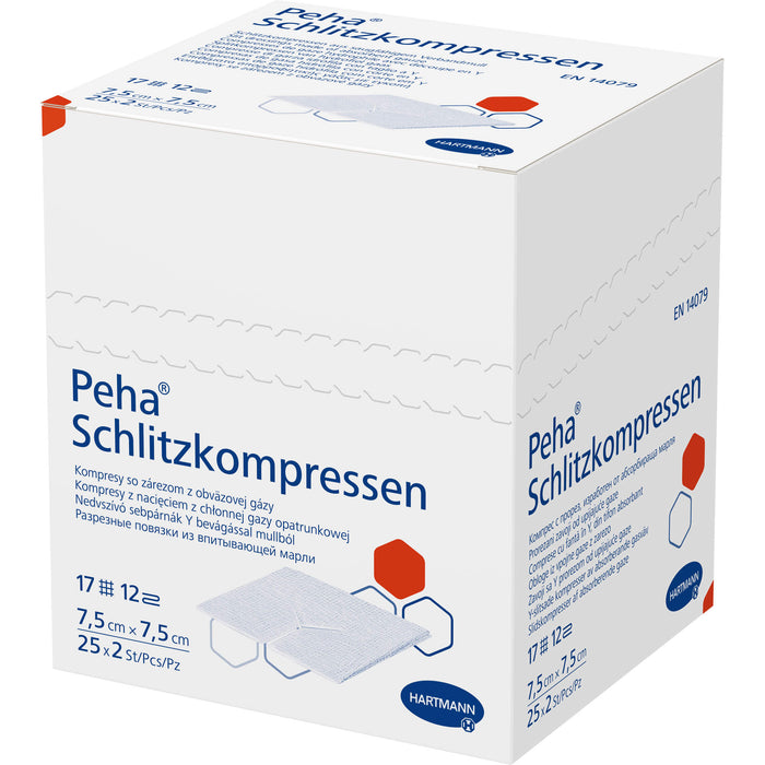 Peha Schlitzkompressen steril 7,5 x 7,5 cm, 50 St. Kompressen