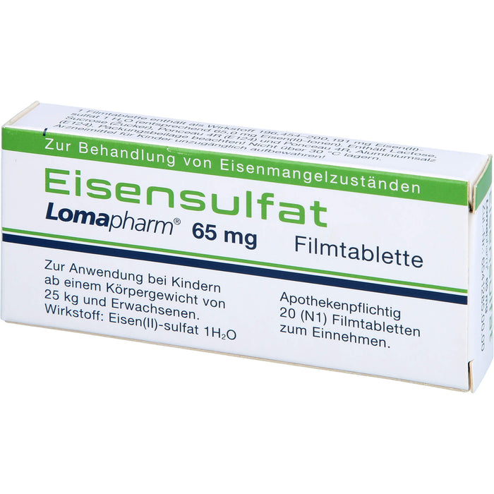 Eisensulfat Lomapharm 65 mg Filmtabletten, 20 pcs. Tablets