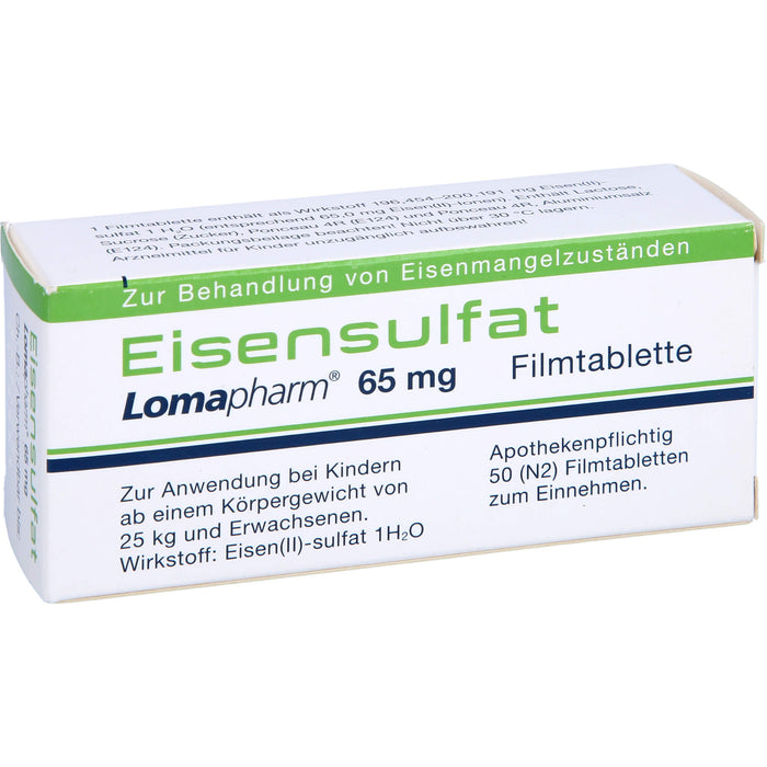 Eisensulfat Lomapharm 65 mg Filmtabletten, 50 pcs. Tablets