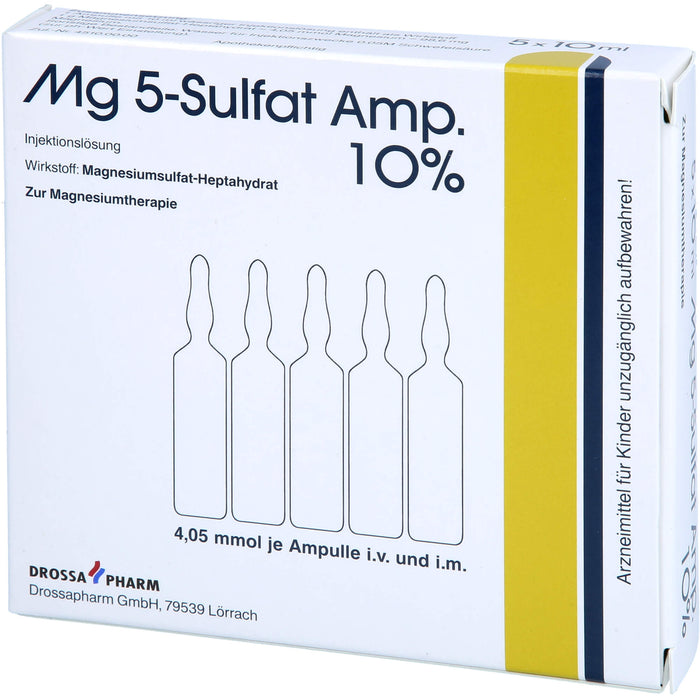 Mg 5-Sulfat Amp. 10% Injektionslösung zur Magnesiumtherapie, 5 St. Ampullen