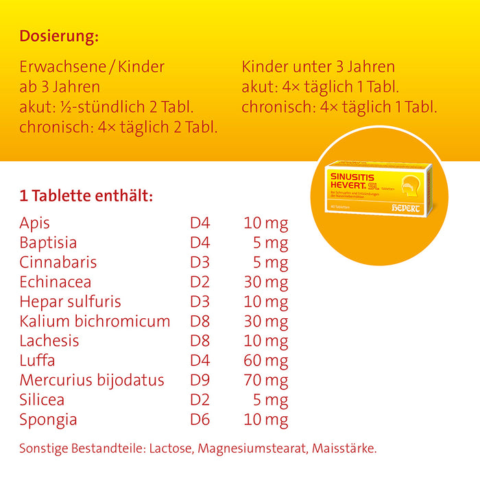 Sinusitis Hevert SL bei Schnupfen und Entzündungen der Nasennebenhöhlen, 300 St. Tabletten