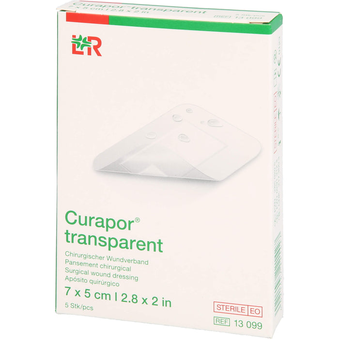 Curapor transparent steril 7 x 5 cm Chirurgischer Wundverband, 5 pcs. Patch