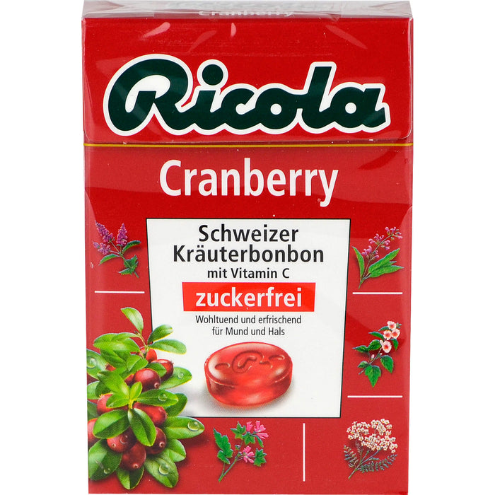 Ricola Schweizer Kräuterbonbons Box Cranberry ohne Zucker, 50 g Candies