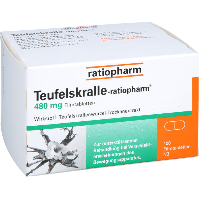 Teufelskralle-ratiopharm Filmtabletten bei Verschleißerscheinungen des Bewegungsapparates, 100 St. Tabletten