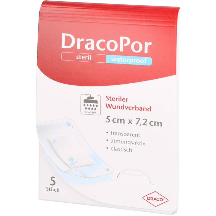 DracoPor waterproof 5 cm x 7,2 cm transparent steriler Wundverband, 5 pcs. Wound dressings