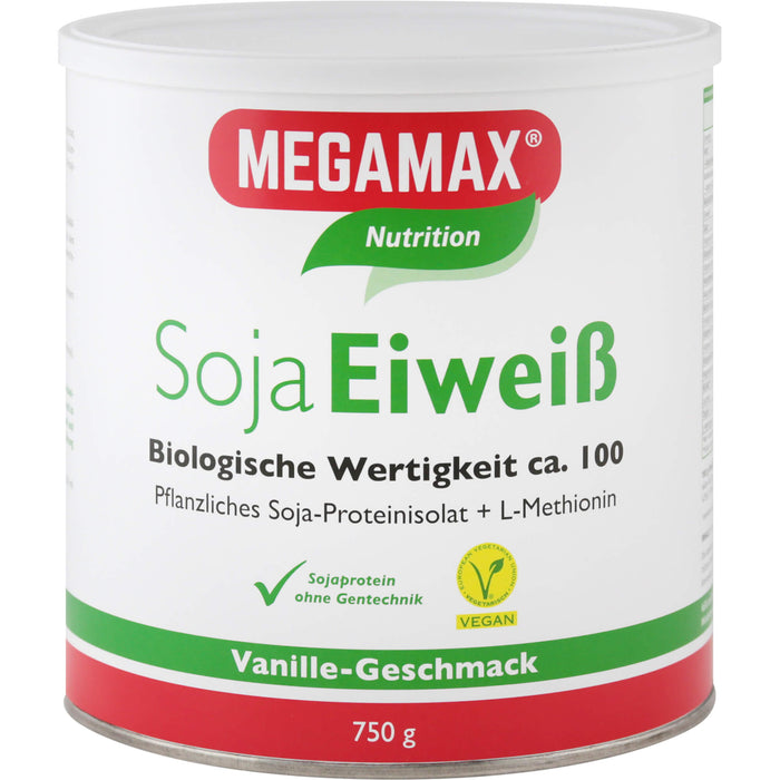 MEGAMAX Soja Eiweiß Pulver Vanille-Geschmack, 750 g Pulver