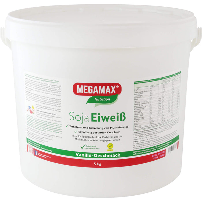 MEGAMAX Nutrition Soja Eiweiß Pulver Vanille-Geschmack, 5000 g Poudre