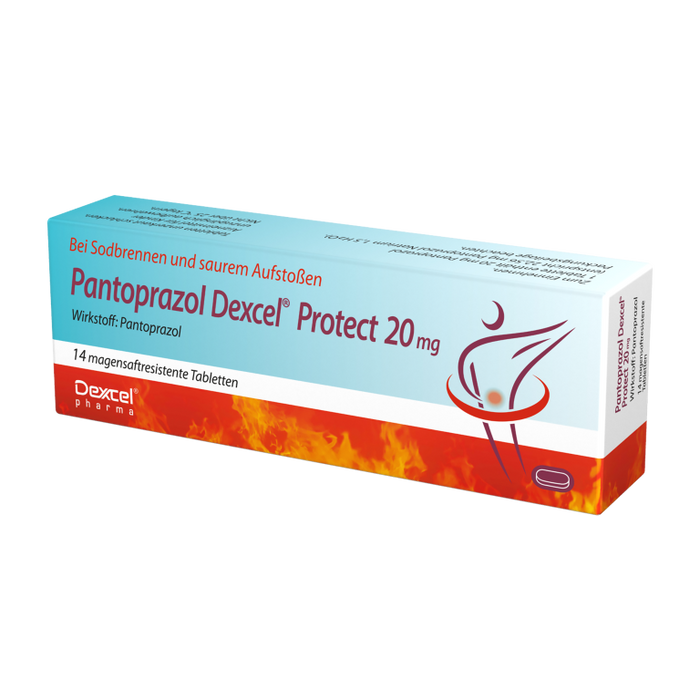 Pantoprazol Dexcel Protect 20 mg bei Sodbrennen und saurem Aufstoßen, 14 St. Tabletten