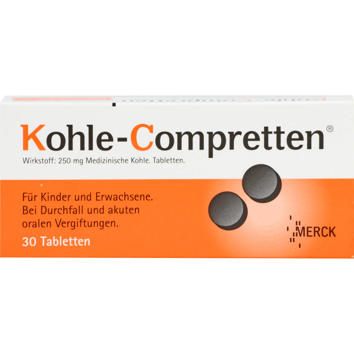 Kohle-Compretten Tabletten bei Durchfall und Vergiftungen, 30 pcs. Tablets