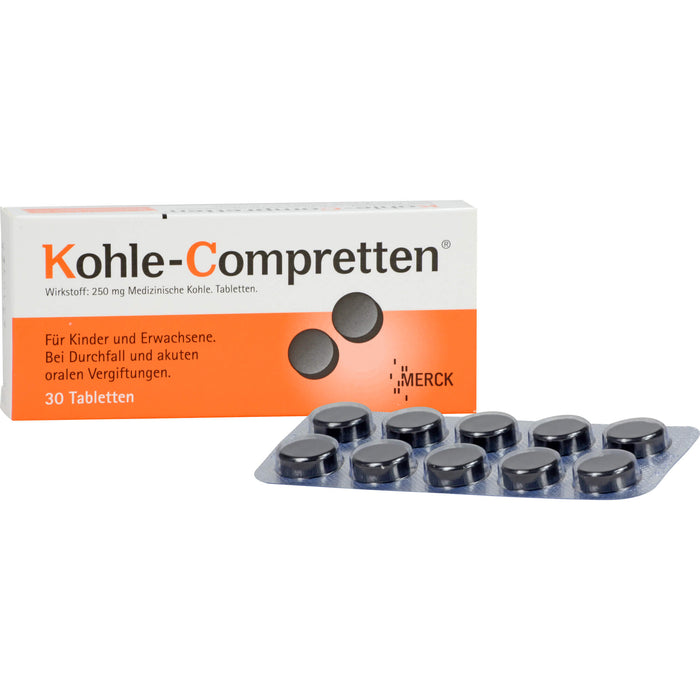 Kohle-Compretten Tabletten bei Durchfall und Vergiftungen, 30 pcs. Tablets