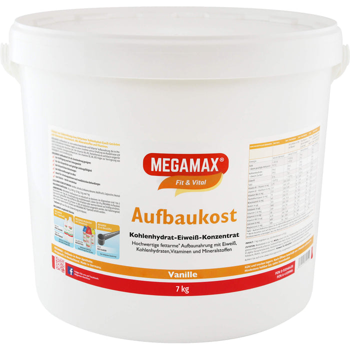 MEGAMAX Fit & Vital Aufbaukost Kohlenhydrat-Eiweiß-Konzentrat Vanille-Geschmack, 70000 g Powder