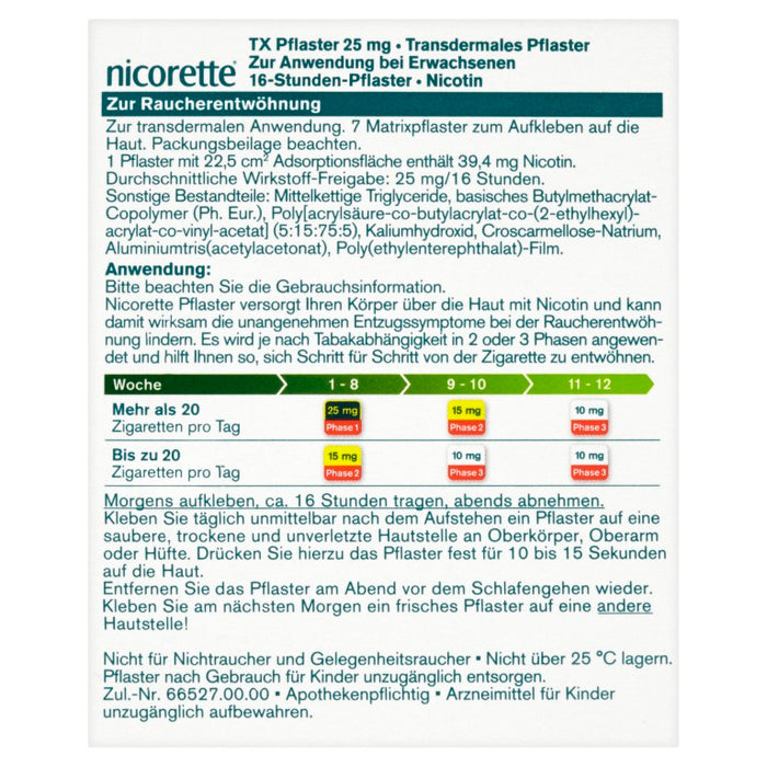 nicorette TX Pflaster 25 mg Nicotin zur Raucherentwöhnung, 7 St. Pflaster