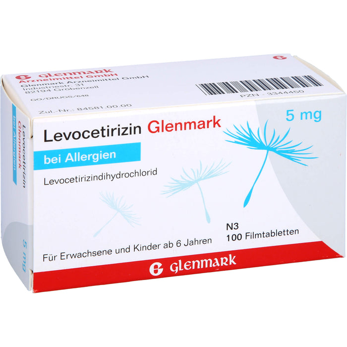 Glenmark Levocetirizin 5 mg Filmtabletten bei Allergien, 100 St. Tabletten