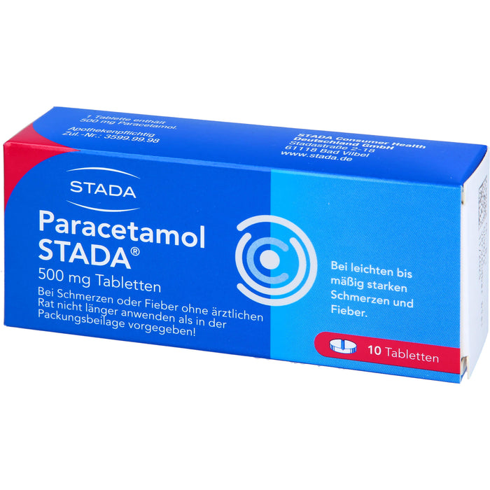 Paracetamol STADA Tabletten bei Schmerzen und Fieber, 10 pc Tablettes