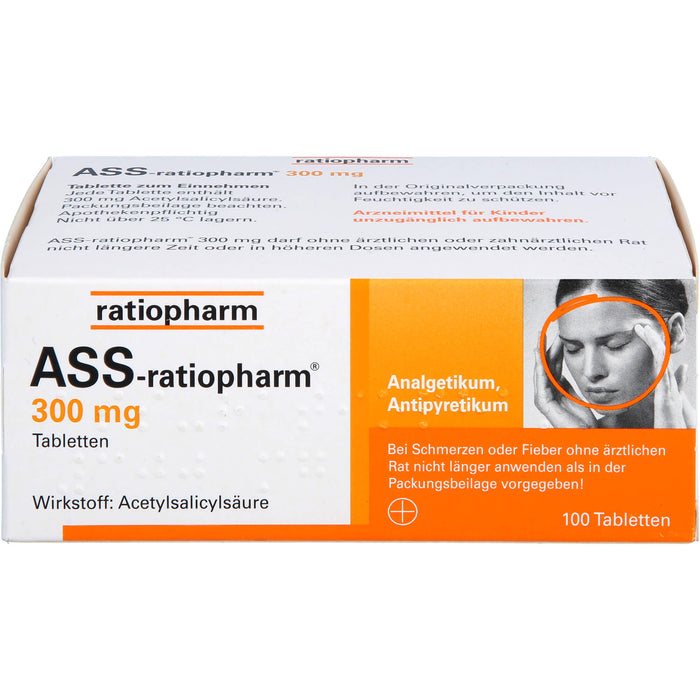 ASS-ratiopharm 300 mg Tabletten bei Schmerzen und Fieber, 100 pc Tablettes