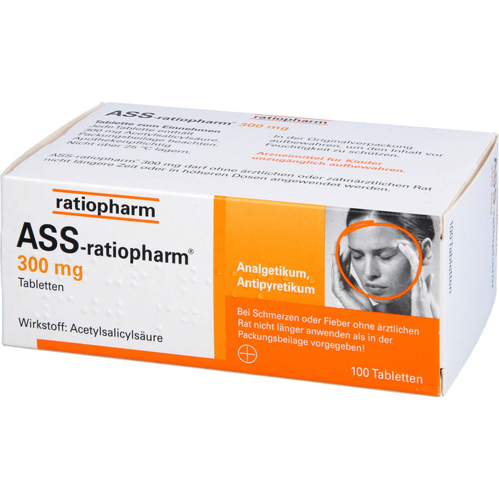 ASS-ratiopharm 300 mg Tabletten bei Schmerzen und Fieber, 100 pcs. Tablets