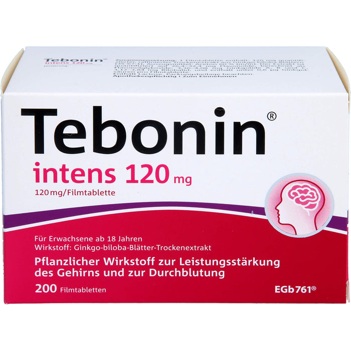 Tebonin intens 120 mg Filmtabletten zur Leistungsstärkung des Gehirns und zur Durchblutung, 200 pcs. Tablets