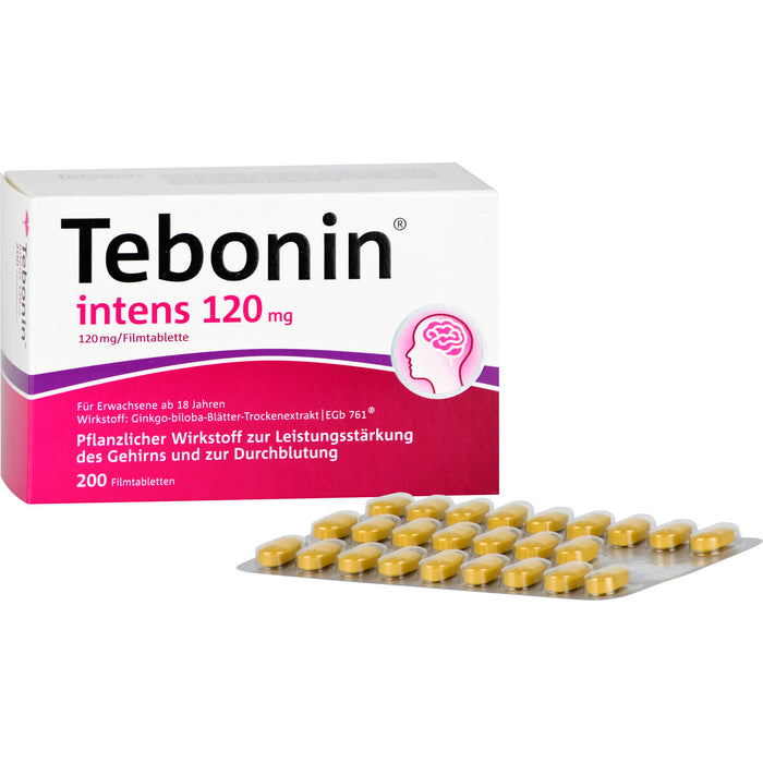 Tebonin intens 120 mg Filmtabletten zur Leistungsstärkung des Gehirns und zur Durchblutung, 200 pcs. Tablets