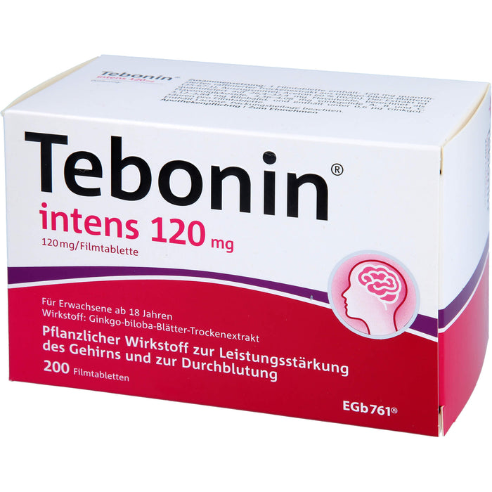 Tebonin intens 120 mg Filmtabletten zur Leistungsstärkung des Gehirns und zur Durchblutung, 200 pcs. Tablets