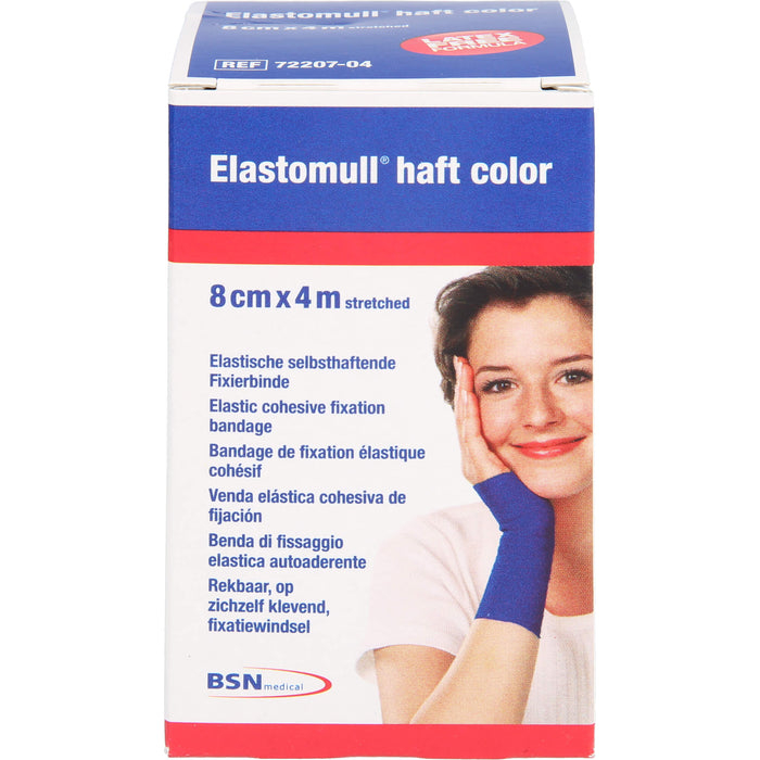 Elastomull haft 4mx8cm color blau, 1 St. Binde