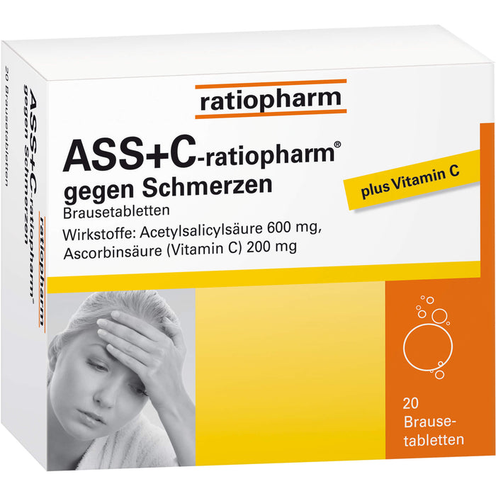 ASS+C-ratiopharm Brausetabletten gegen Schmerzen, 20 pc Tablettes