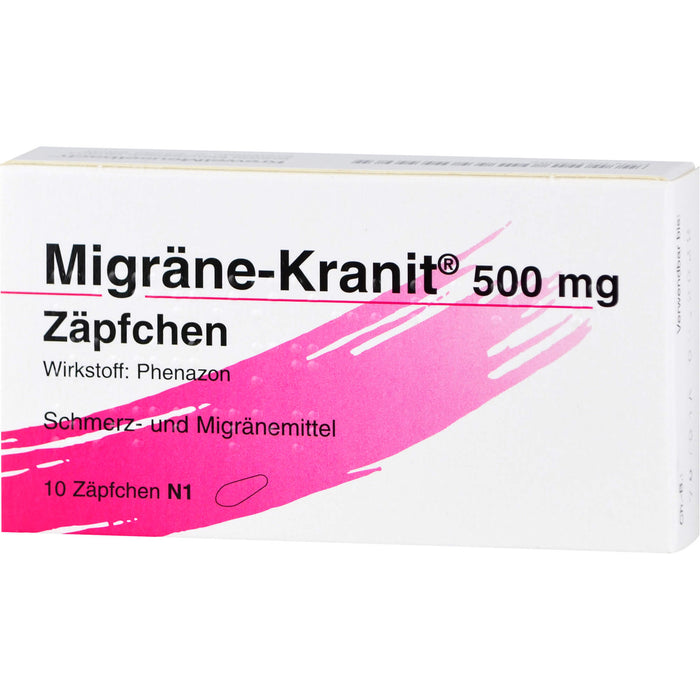 Migräne-Kranit 500 mg Zäpfchen Schmerz- und Migränemittel, 10 St. Zäpfchen