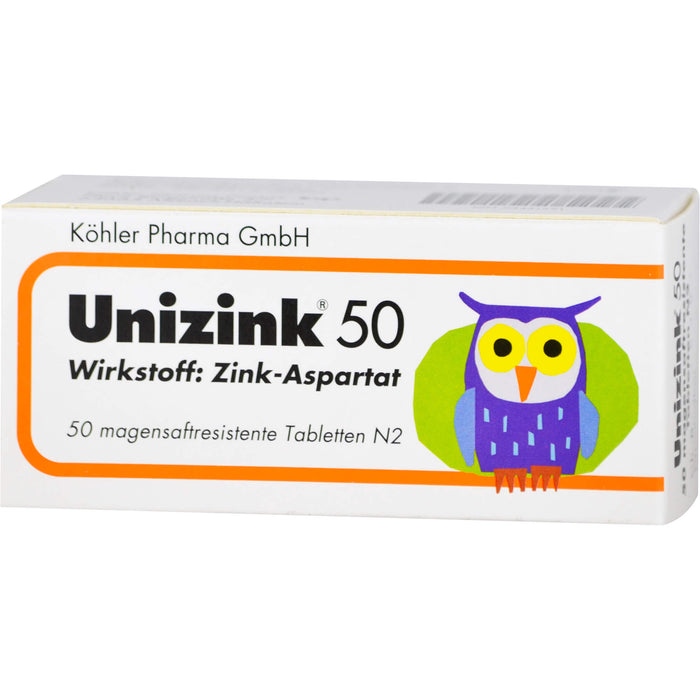 Unizink 50 mg magensaftresistente Tabletten, 50 St. Tabletten