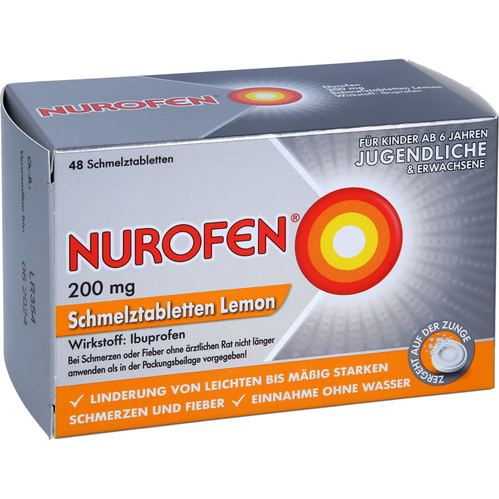 Nurofen Schmelztabletten Lemon bei Kopfschmerzen ab 6 Jahren 200mg, 48 St. Tabletten