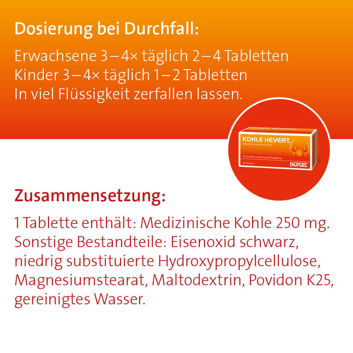 Kohle Hevert Tabletten, 50 pc Tablettes