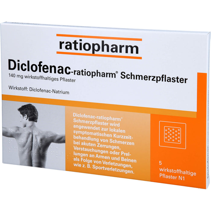 Diclofenac-ratiopharm Schmerzpflaster, 140 mg wirkstoffhaltiges Pflaster, 5 pcs. Patch