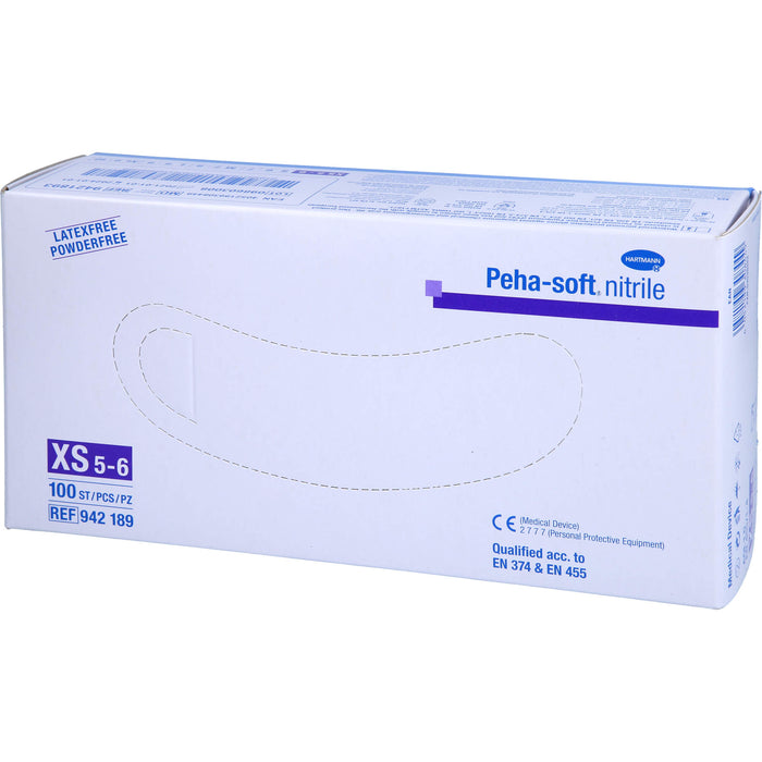 Peha-soft nitrile Untersuch.handsch. XS unst.pudfr, 100 St HAS