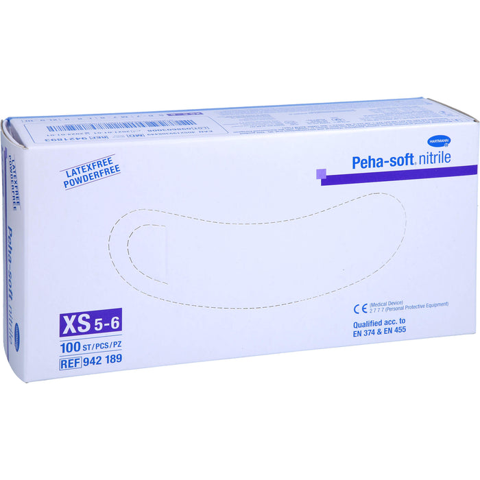 Peha-soft nitrile Untersuch.handsch. XS unst.pudfr, 100 St HAS