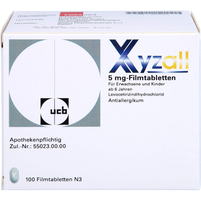 Xyzall 5 mg Emra Filmtabletten bei Allergien, 100 St. Tabletten