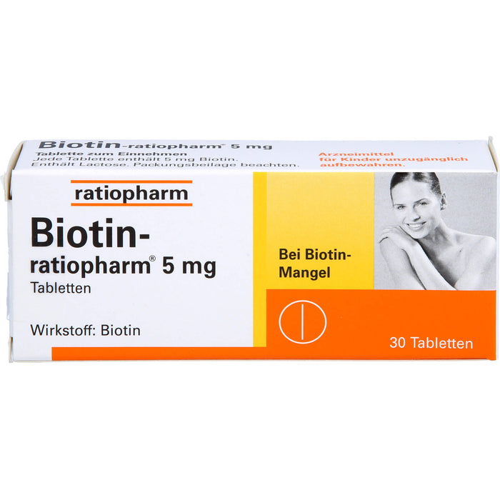 Biotin-ratiopharm 5 mg Tabletten bei Biotin-Mangel, 30 pcs. Tablets