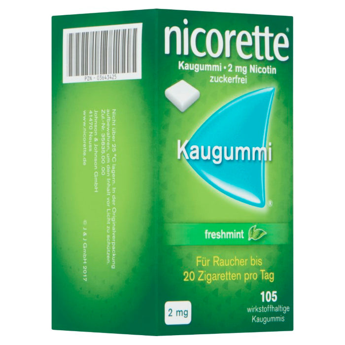 nicorette Kaugummi 2 mg Nicotin zuckerfrei freshmint, 105 St. Kaugummi