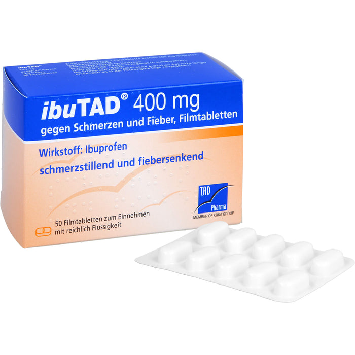 ibuTAD 400 mg Filmtabletten gegen Schmerzen und Fieber, 50 pc Tablettes