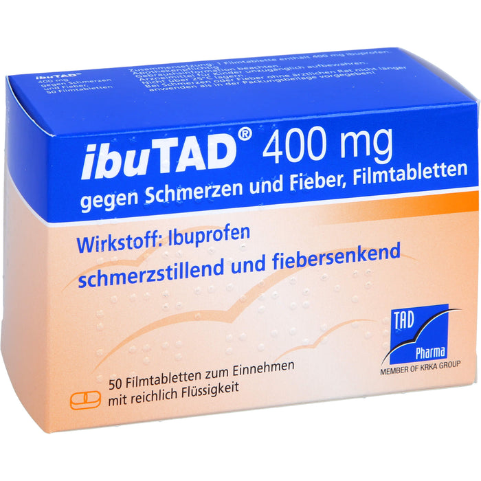 ibuTAD 400 mg Filmtabletten gegen Schmerzen und Fieber, 50 pc Tablettes