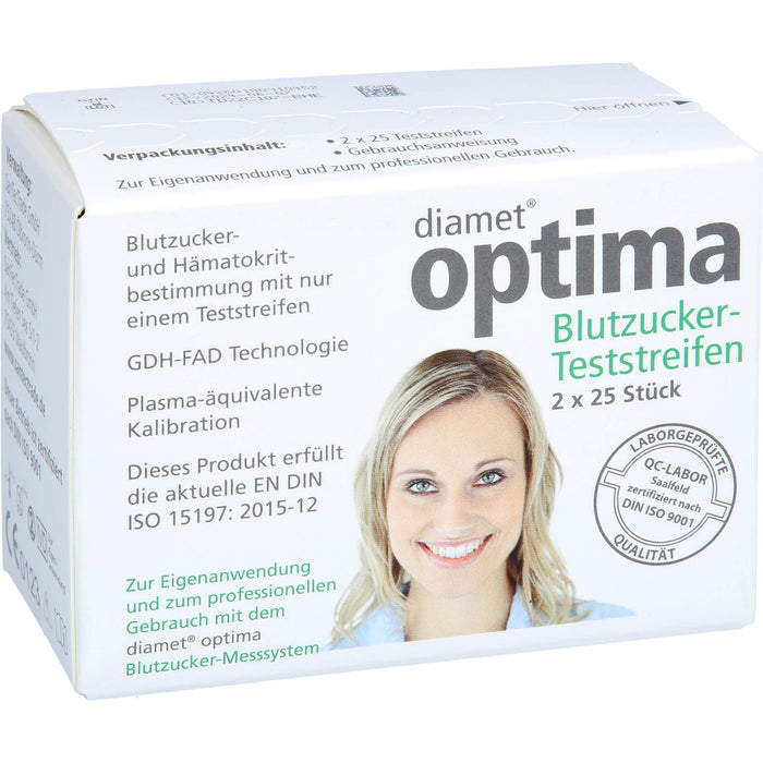 diamet optima Blutzuckerteststreifen 2 in 1, 2X25 St TTR