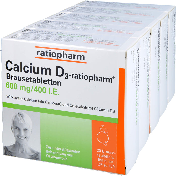 Calcium D3-ratiopharm Brausetabletten bei Osteoporose, 100 pc Tablettes