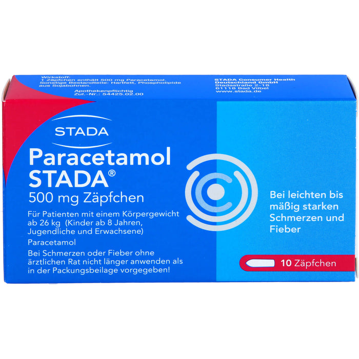 Paracetamol STADA 500 mg Zäpfchen bei Schmerzen und Fieber, 10 pcs. Suppositories