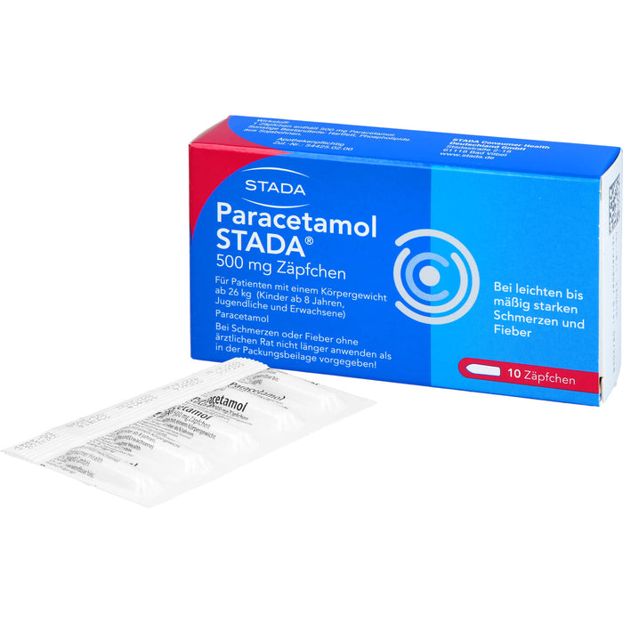 Paracetamol STADA 500 mg Zäpfchen bei Schmerzen und Fieber, 10 pc Suppositoires