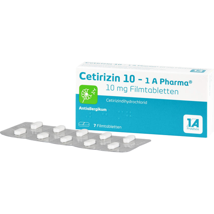 1 A Pharma Cetirizin 10 mg Filmtabletten bei Allergien, 7 pc Tablettes