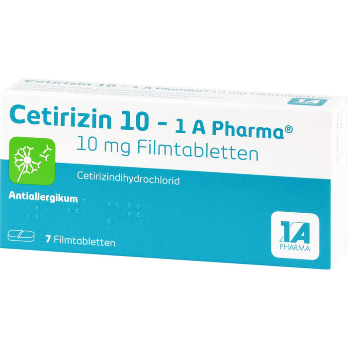 1 A Pharma Cetirizin 10 mg Filmtabletten bei Allergien, 7 pc Tablettes