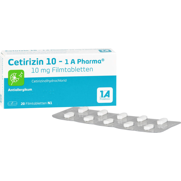 Cetirizin 10 - 1 A Pharma Filmtabletten Antiallergikum, 20 St. Tabletten