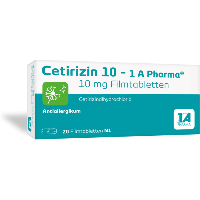 Cetirizin 10 - 1 A Pharma Filmtabletten Antiallergikum, 20 pcs. Tablets