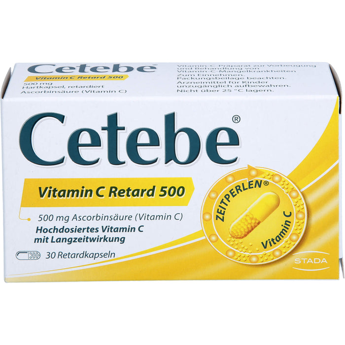 Cetebe Vitamin C Retard 500 Hartkapseln, 30 St. Kapseln