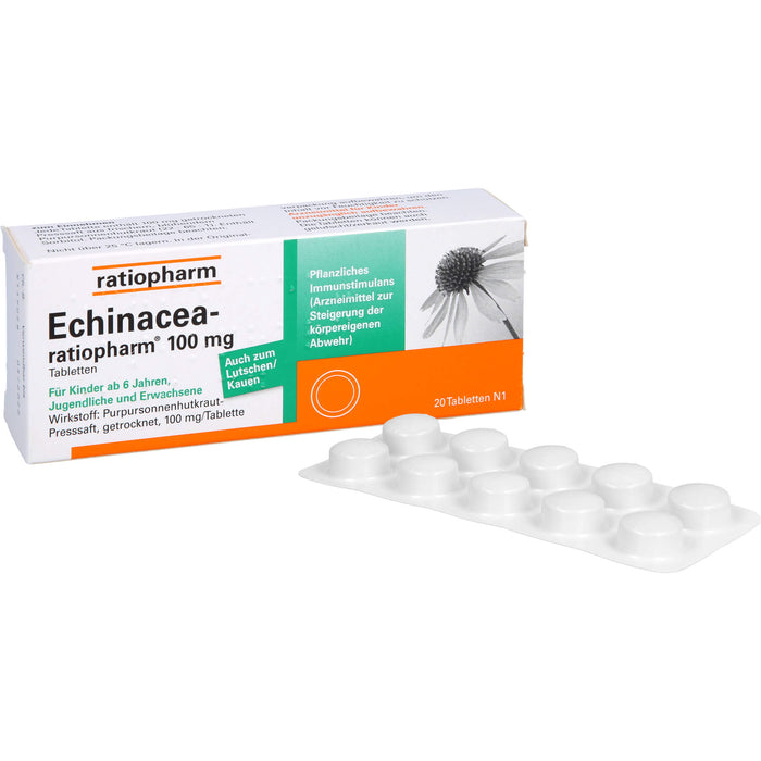 Echinacea-ratiopharm 100 mg Tabletten pflanzliches Immunstimulanz, 20 pcs. Tablets