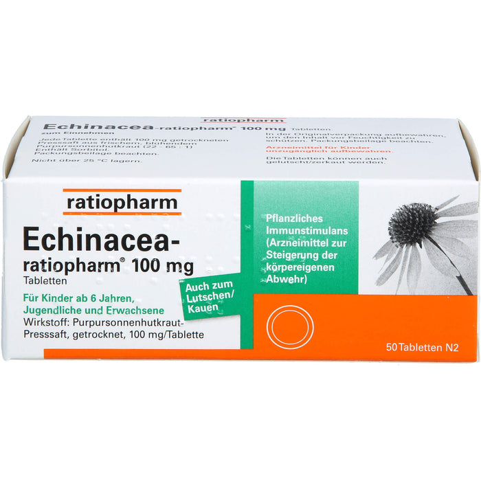 Echinacea-ratiopharm 100 mg Tabletten zur Steigerung der körpereigenen Abwehr, 50 pc Tablettes