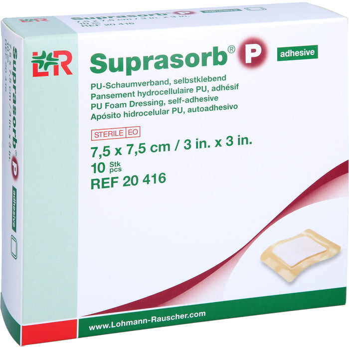 Suprasorb P selbstklebend steril 7,5x7,5cm Schaumv, 10 St VER