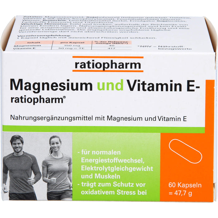 Magnesium und Vitamin E-ratiopharm Kapseln, 60 pcs. Capsules